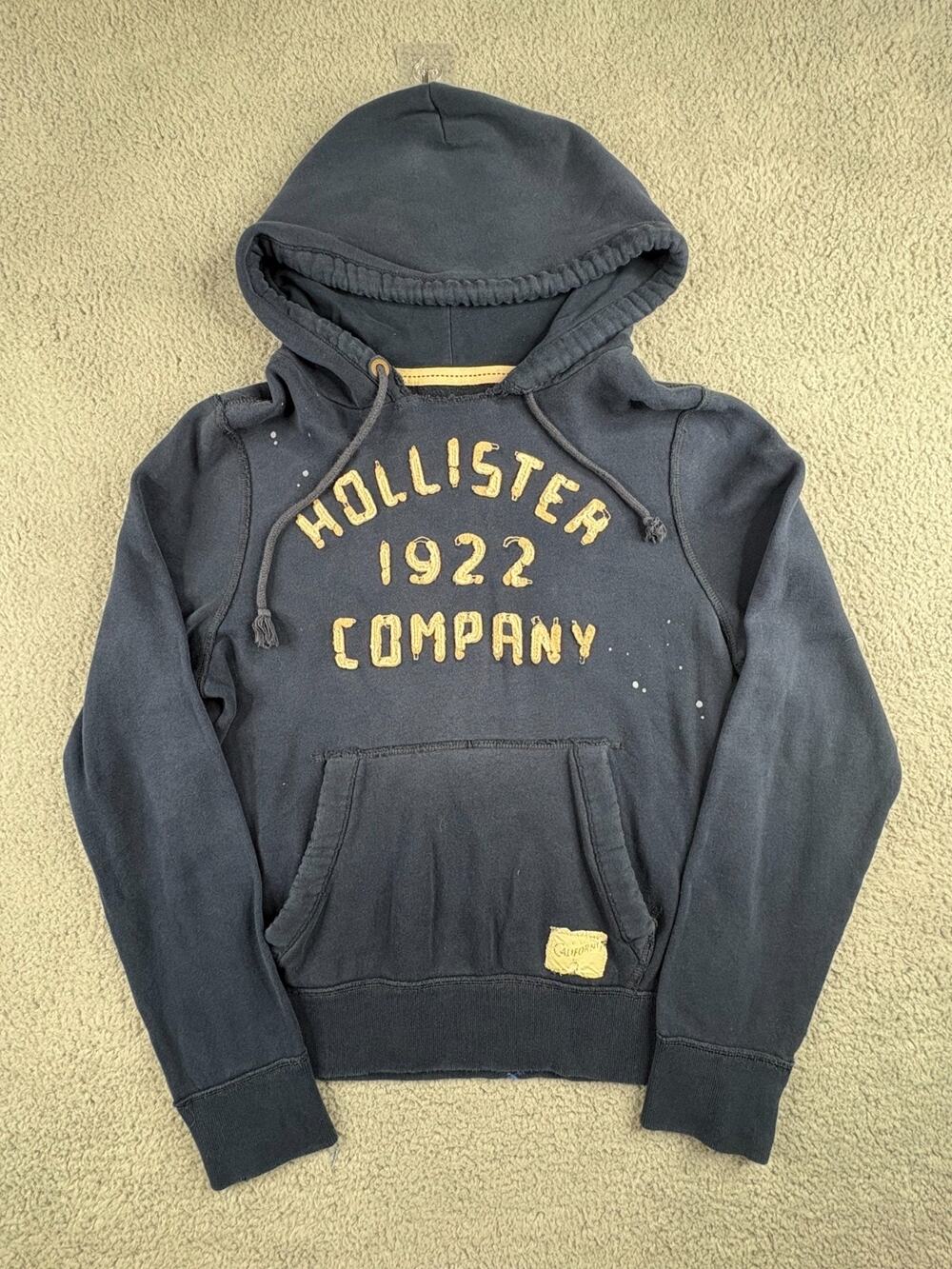 Vintage Hollister Pullover Hoodie Women's Size Large Blue Fleece Long Sleeves
